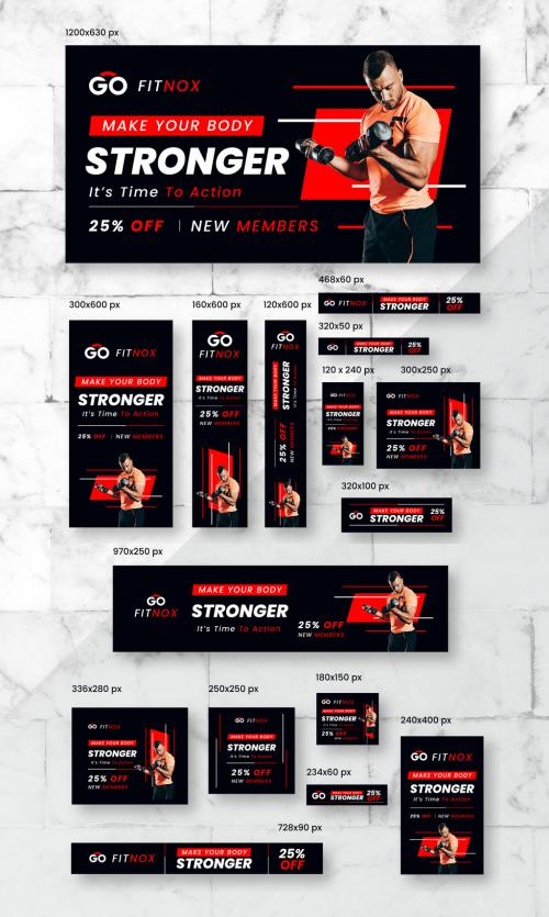 Sports Fitness Web Banner Ads Set