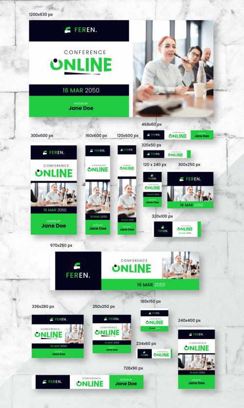 Online Conference Web Banner Set Layout Design