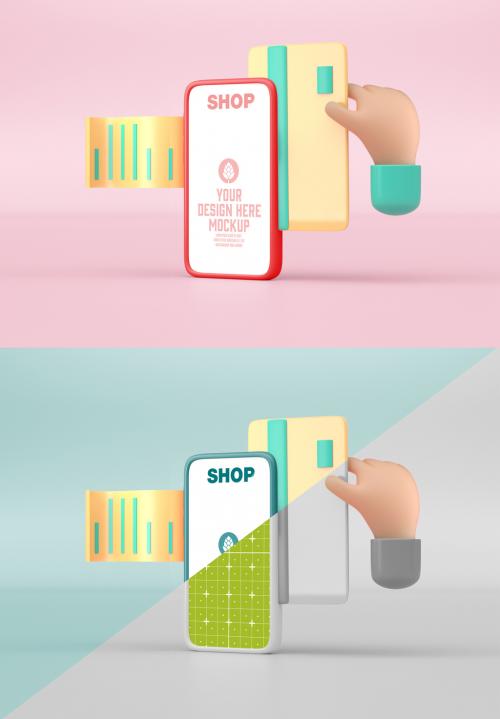 3D Online Shopping with Mobile Mockup