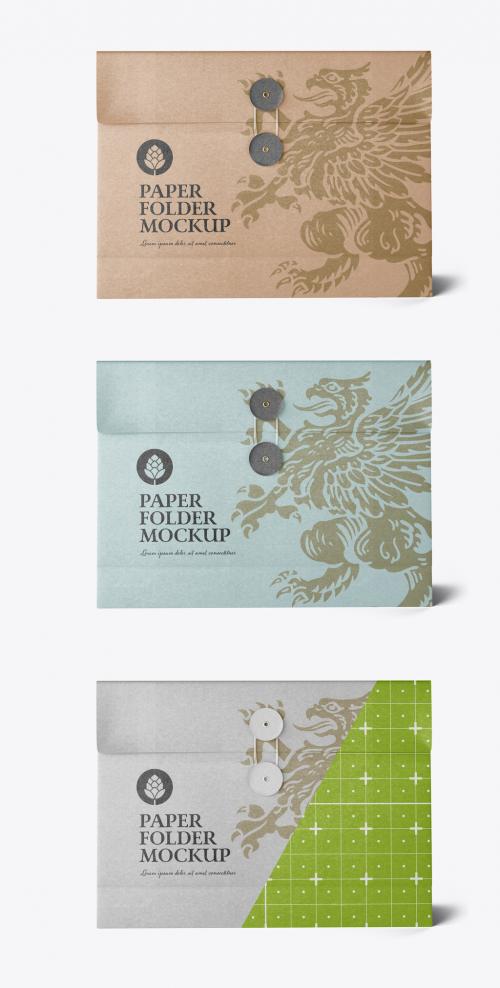 Kraft Folder with Bow Mockup