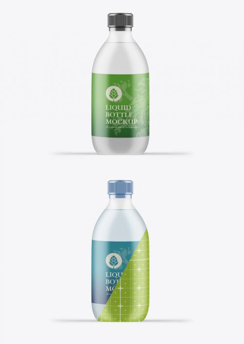 Amber Glass Liquid Bottle Mockup