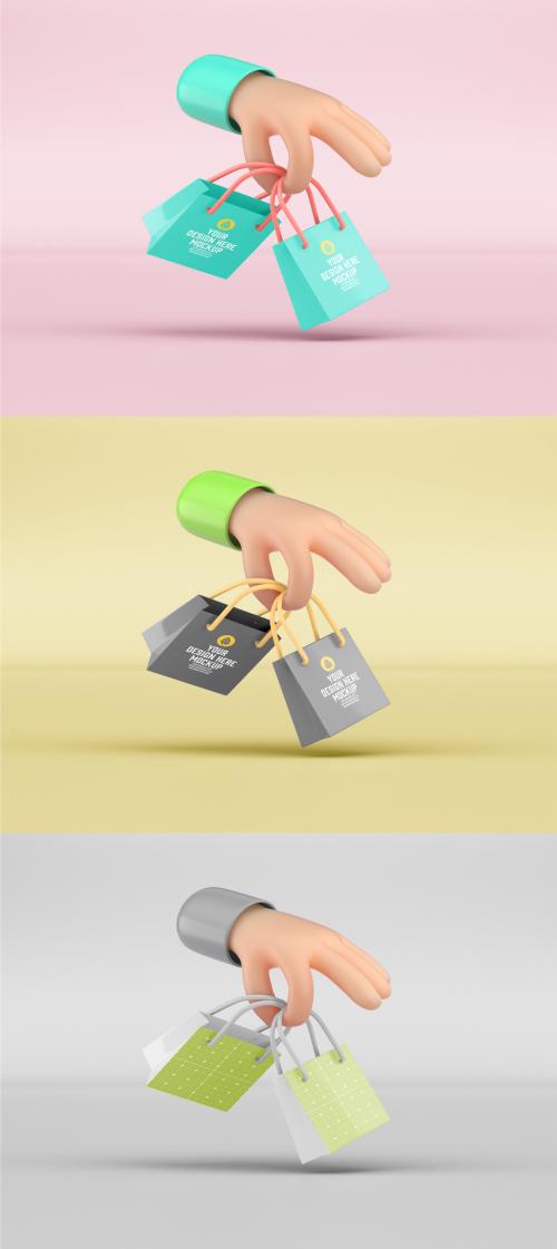 Shopping Bags with Hand Mockup