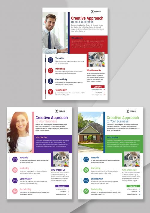 Corporate Flyer with Three Color Schemes