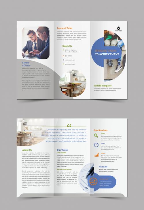 Trifold Brochure with Geometric Shapes