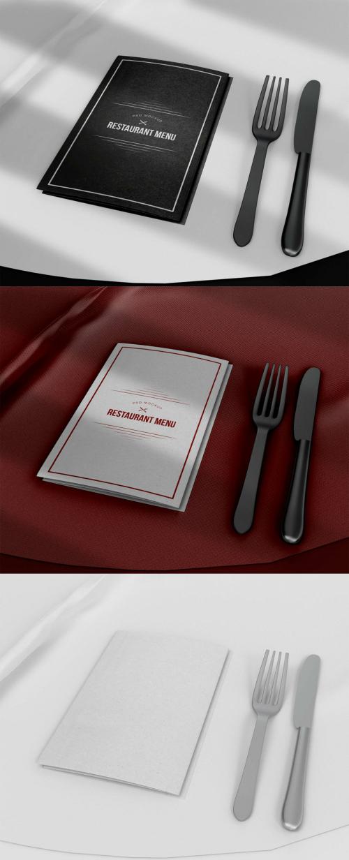 Restaurante Menu with Cutlery Mockup