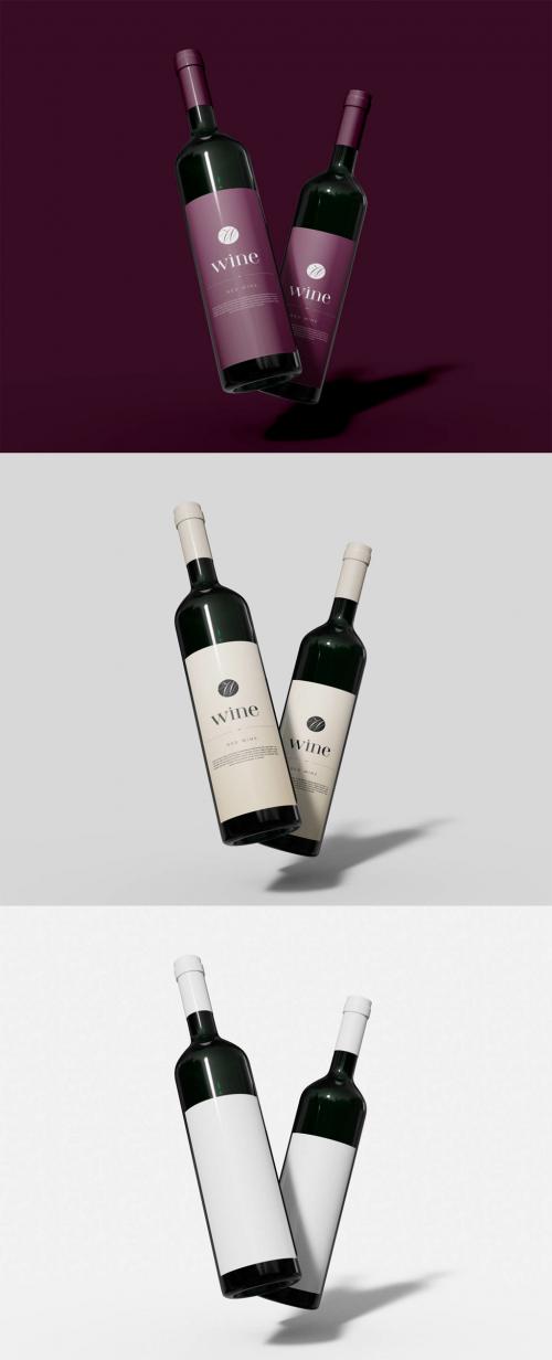 Two Wine Bottles Mockup