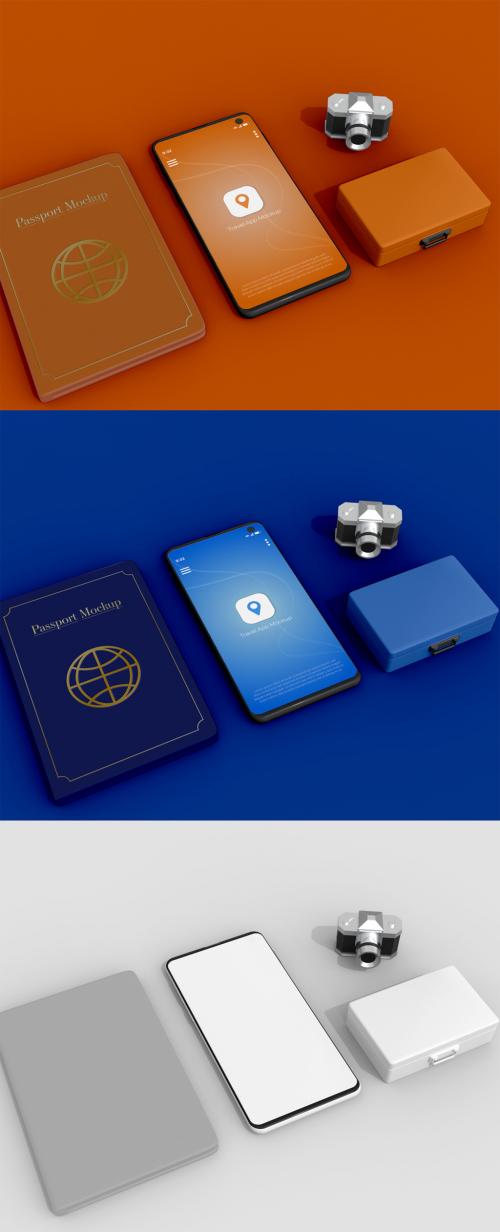 Passport and Smartphone Mockup