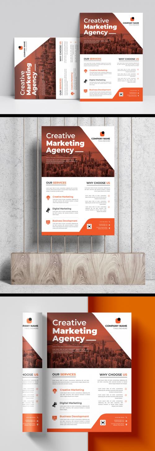 Corporate Flyer Layout with Graphic Elements