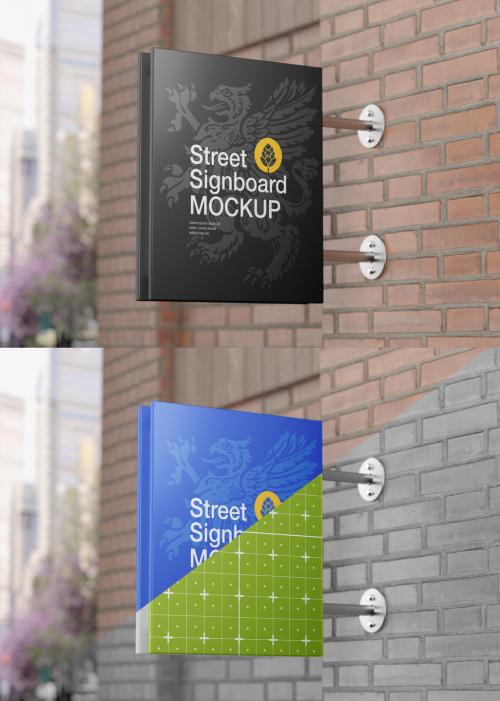 Street Signboard Wall Mockup