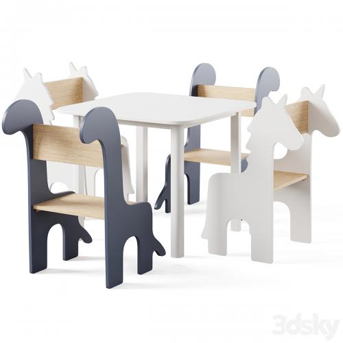 Table & Children's Animal Chairs by THE HOME DECO FACTORY