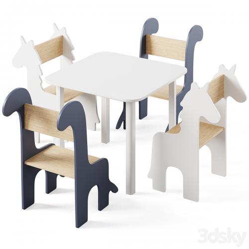 Table & Children's Animal Chairs by THE HOME DECO FACTORY