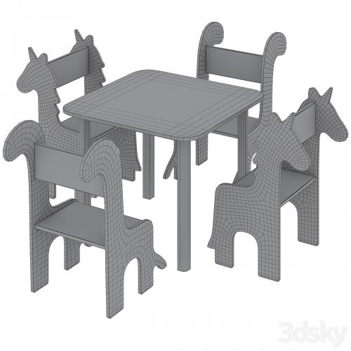 Table & Children's Animal Chairs by THE HOME DECO FACTORY