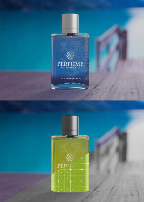 Clear Glass Perfume Bottle Scene Mockup