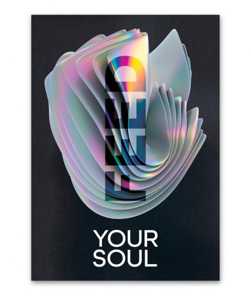 Soft Colour Abstract Holographic Poster Layout with Motivation Quote