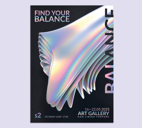 Event Poster Layout with Abstract Modern Holo Form