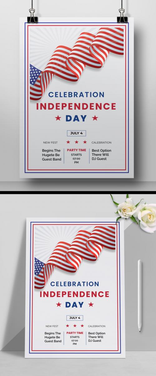 4th of July Flyer Layout with American Flag