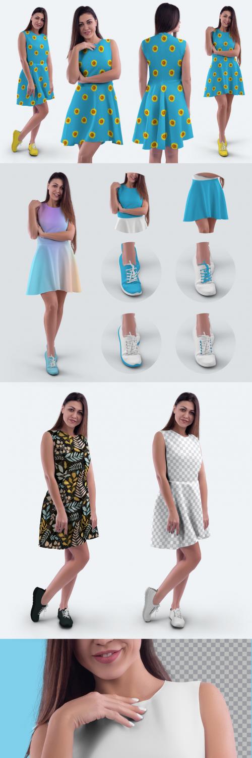 4 Women's Wave Dress Mockups