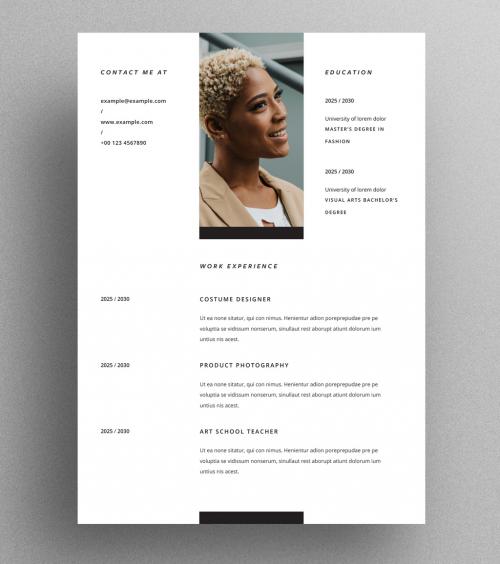 Minimal Resume Layout with Three Columns