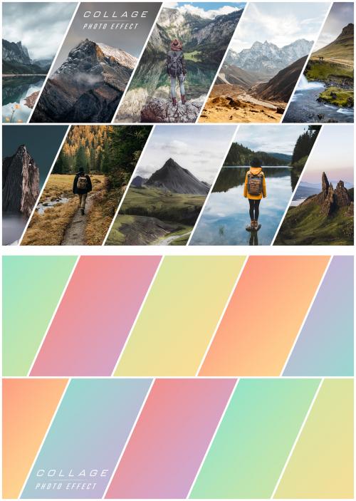 Photo Collage Strip Effect Mockup