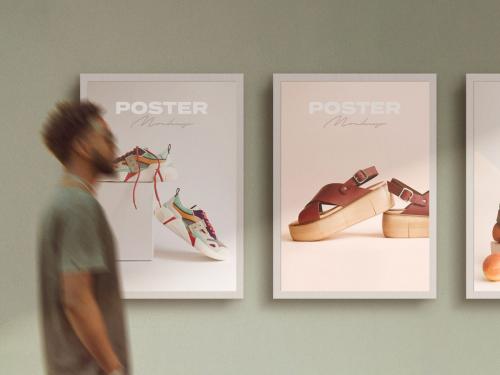 Outdoor Light Box Wall Posters Mockup