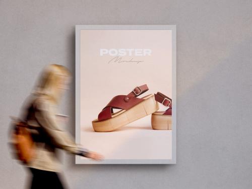 Outdoor Light Box Wall Poster Mockup