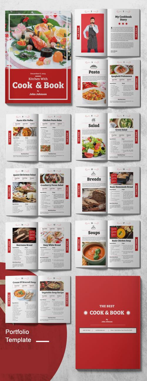 Cookbook Layout with Red & Black Accents