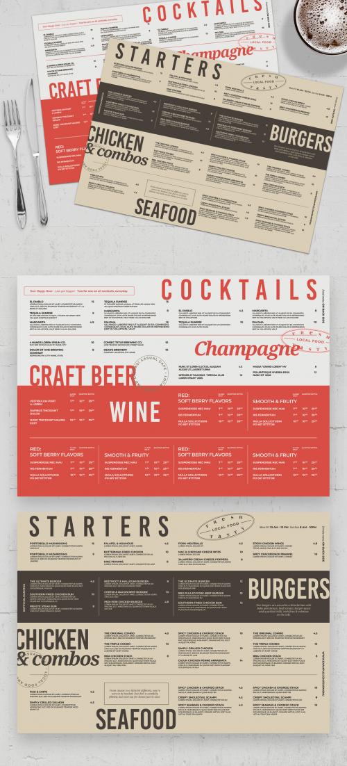 Tablemat Food Menu Layout with Bold Style