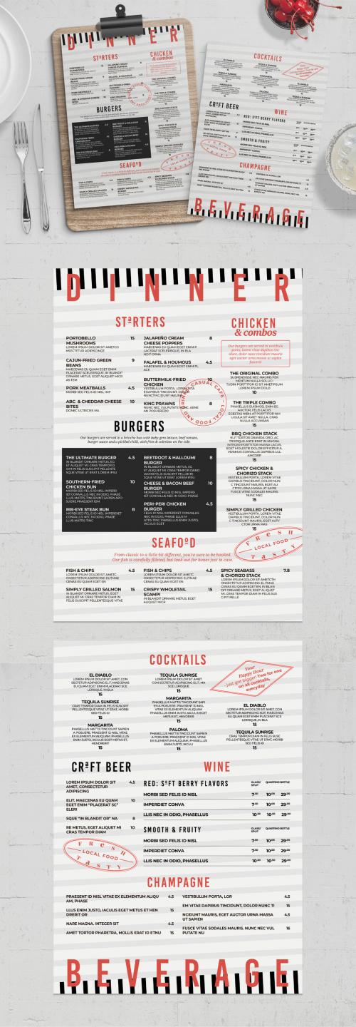 Food Menu Layout with Crafty Hipster Style