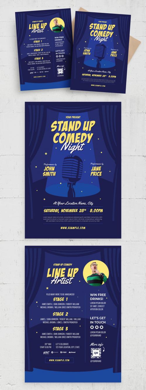 Stand Up Comedy Open Mic Night Flyer Poster