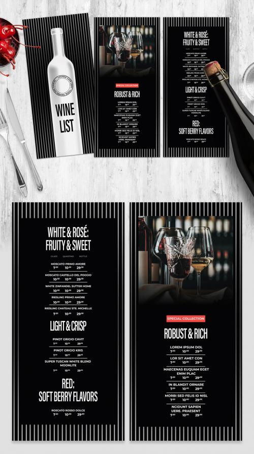 Bar Drinks Menu Layout for Cocktail Bars & Wine Lists