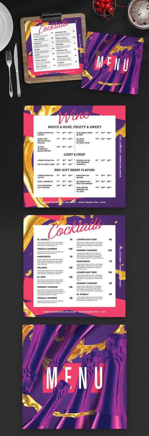 Square Restaurand Food Menu Drinks List Layout