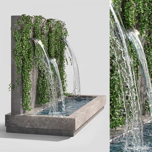 Wall fountains with ivy