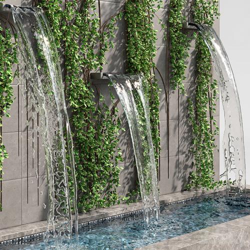 Wall fountains with ivy