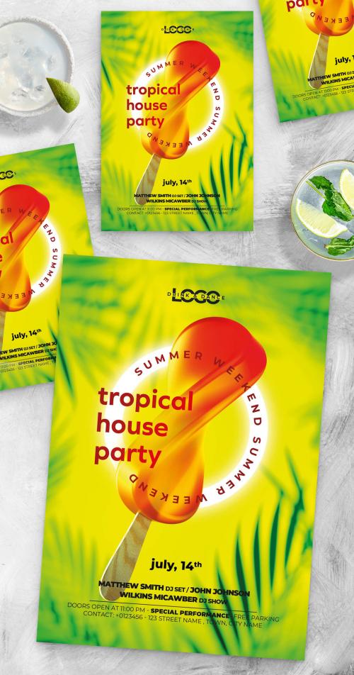 Tropical House Music Nightclub Dj Party Flyer Poster