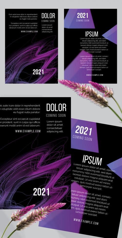 Flyer Layout with Motion Blur and Abstract Glowing Shapes