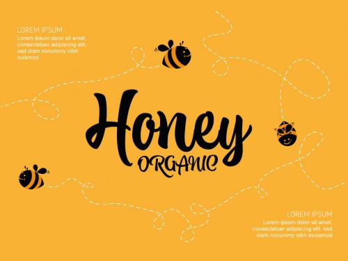 Honey Creative Label Template with Flying Bees