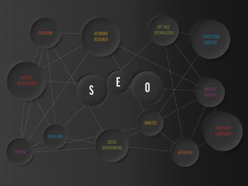 Seo Dark Infographic Schema Diagram Made from Circles