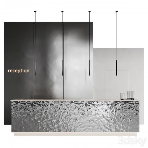 metal water reception desk