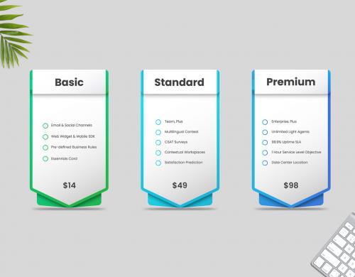 Three Price Table Layouts with Colorful Accents