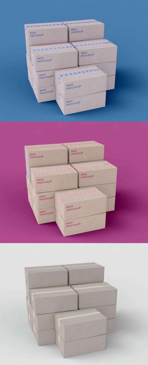 Set of Cardboard Boxes Mockup