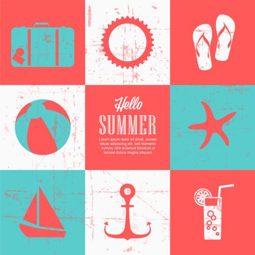 Summer Retro Banner Header Poster Layout