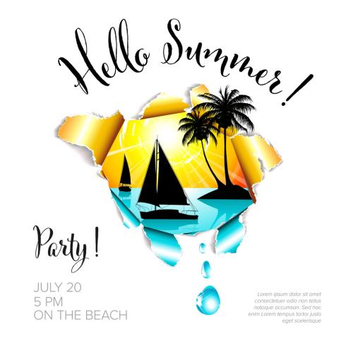 Summer Party Banner Header Poster Layout