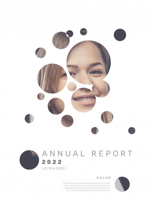 Light Annual Report Front Cover Page Template with Photo and Circle Masks