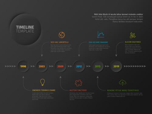 Infographic Dark Timeline Layout with Horizontal Time Line