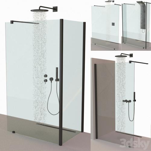 Set of shower cabins Ravak Walk-In + Mixers