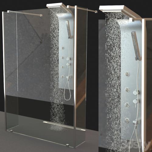 Set of shower cabins Ravak Walk-In + Mixers