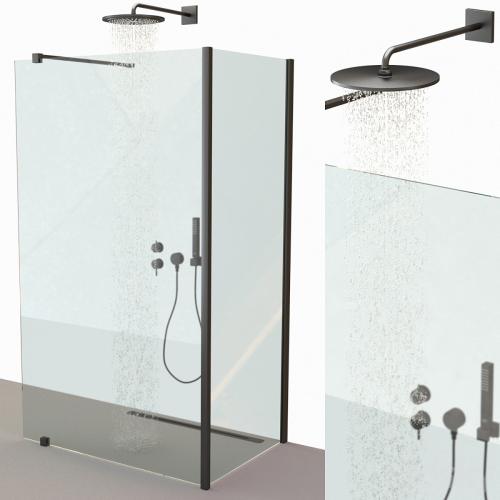 Set of shower cabins Ravak Walk-In + Mixers