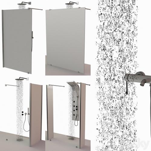 Set of shower cabins Ravak Walk-In + Mixers