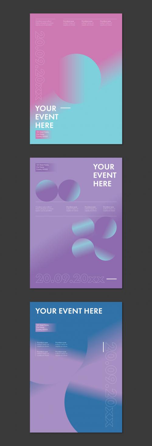 Gradient Poster Layout Set with Minimal Typography