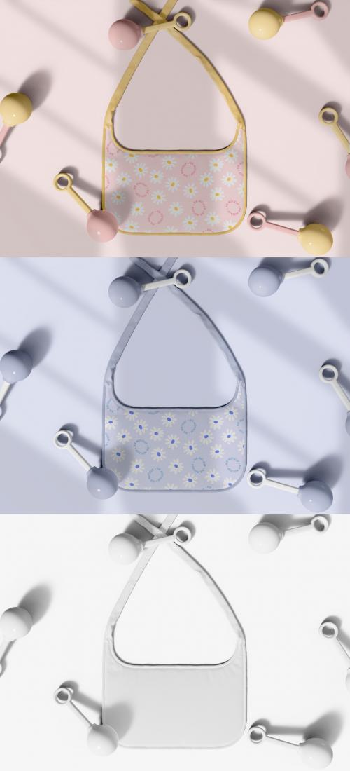 Baby Bib with Rattles Mockup